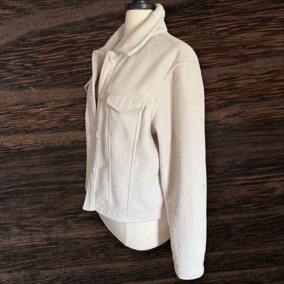 Joie Jackets & Blazers - Joie Cropped Shacket Shirt Jacket Sz XL Boiled Wool Feel Ivory Blogger Favorite